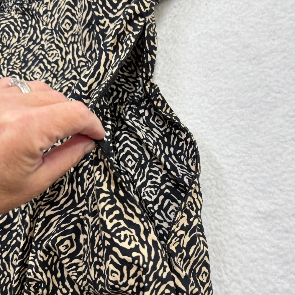 Mango MNG Abstract Animal Print Midi Dress Modern Safari Square Neck Size S/4 - Picture 6 of 12